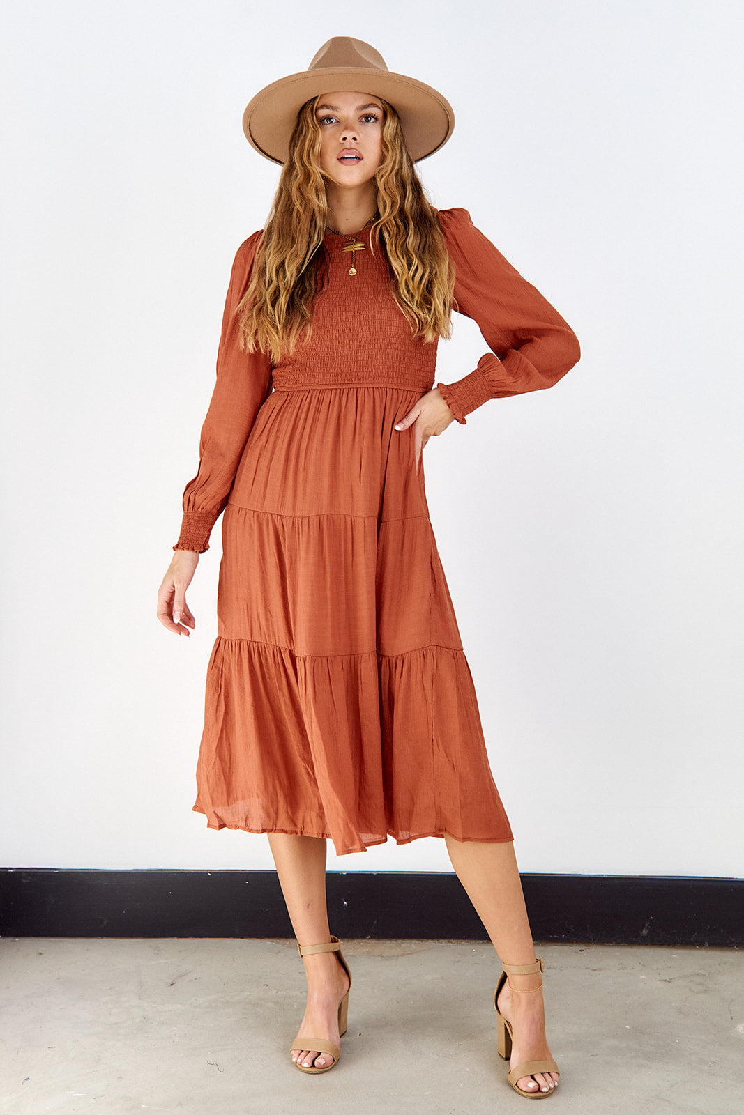 Malen Smocked Midi Dress - fab'rik