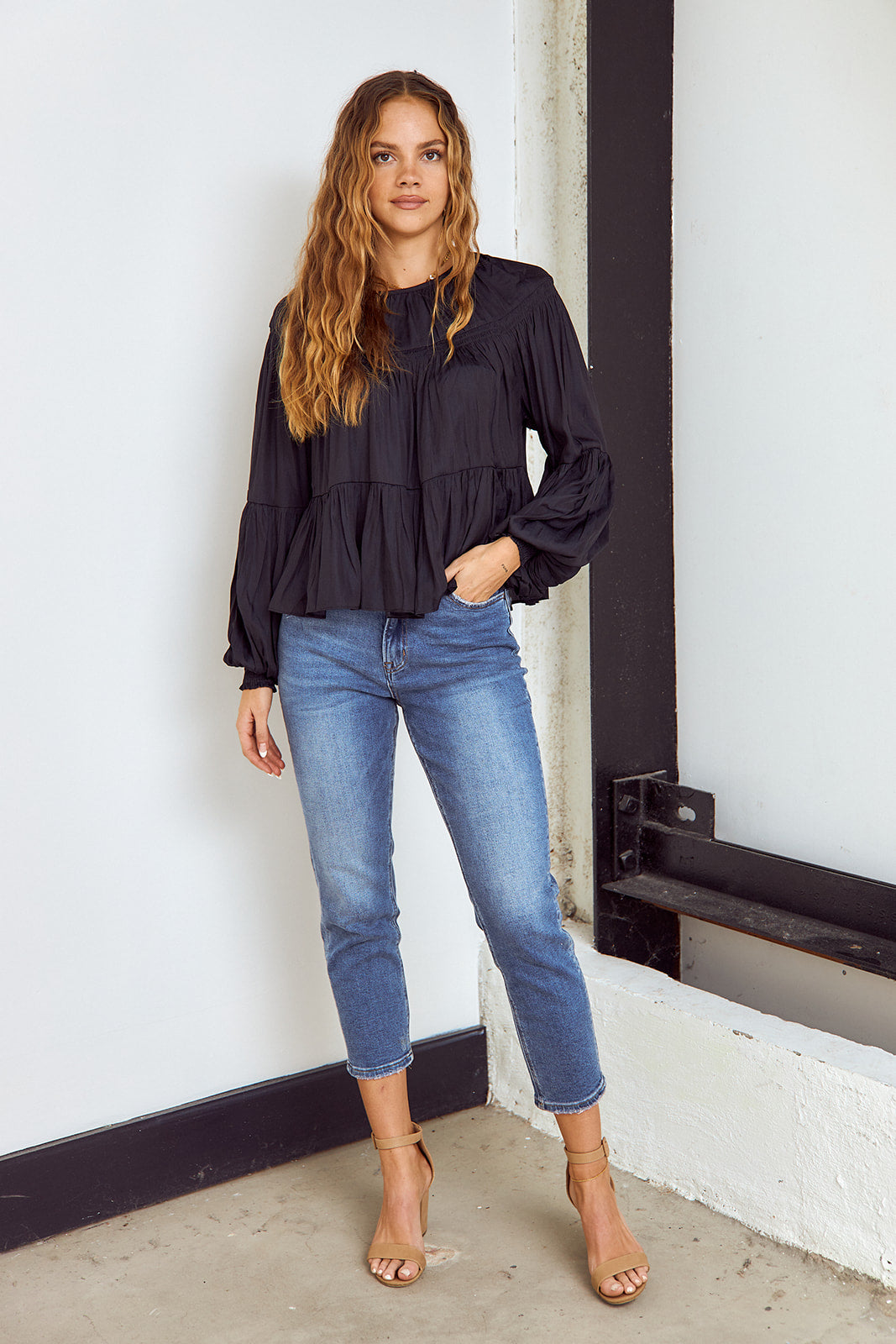 SALE - Micki Pleated Long Sleeve Blouse - fab'rik