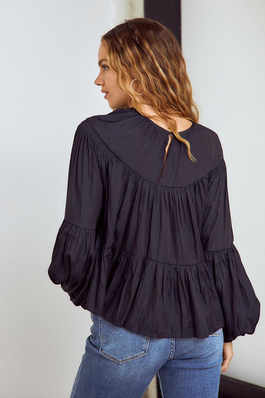 SALE - Micki Pleated Long Sleeve Blouse - fab'rik