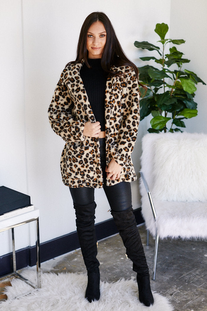Z Supply Leopard Sherpa Coat - fab'rik