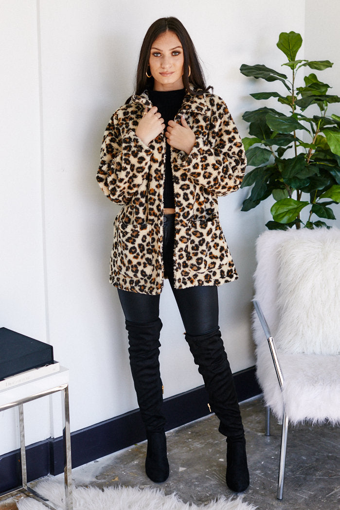 Z Supply Leopard Sherpa Coat - fab'rik