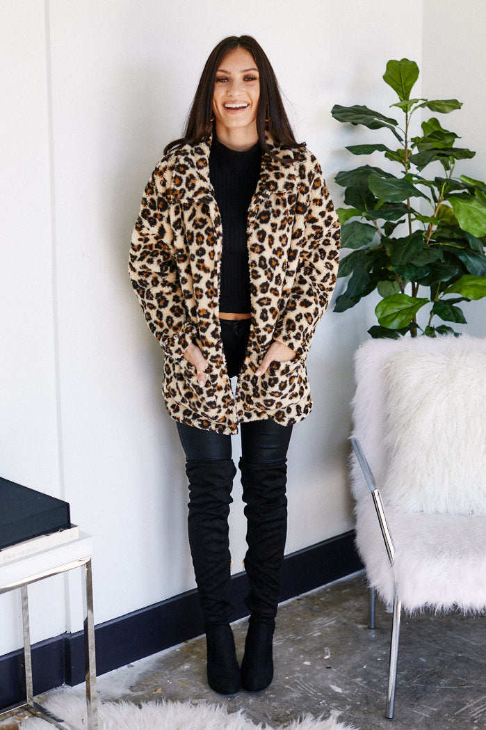 Z Supply Leopard Sherpa Coat - fab'rik