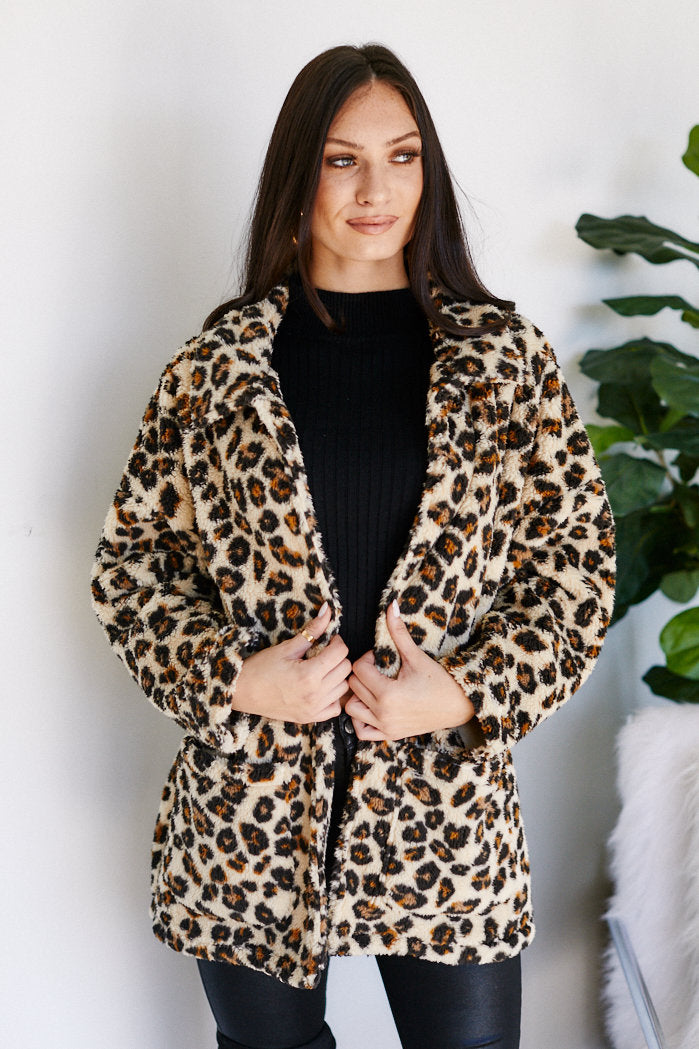 Z Supply Leopard Sherpa Coat - fab'rik