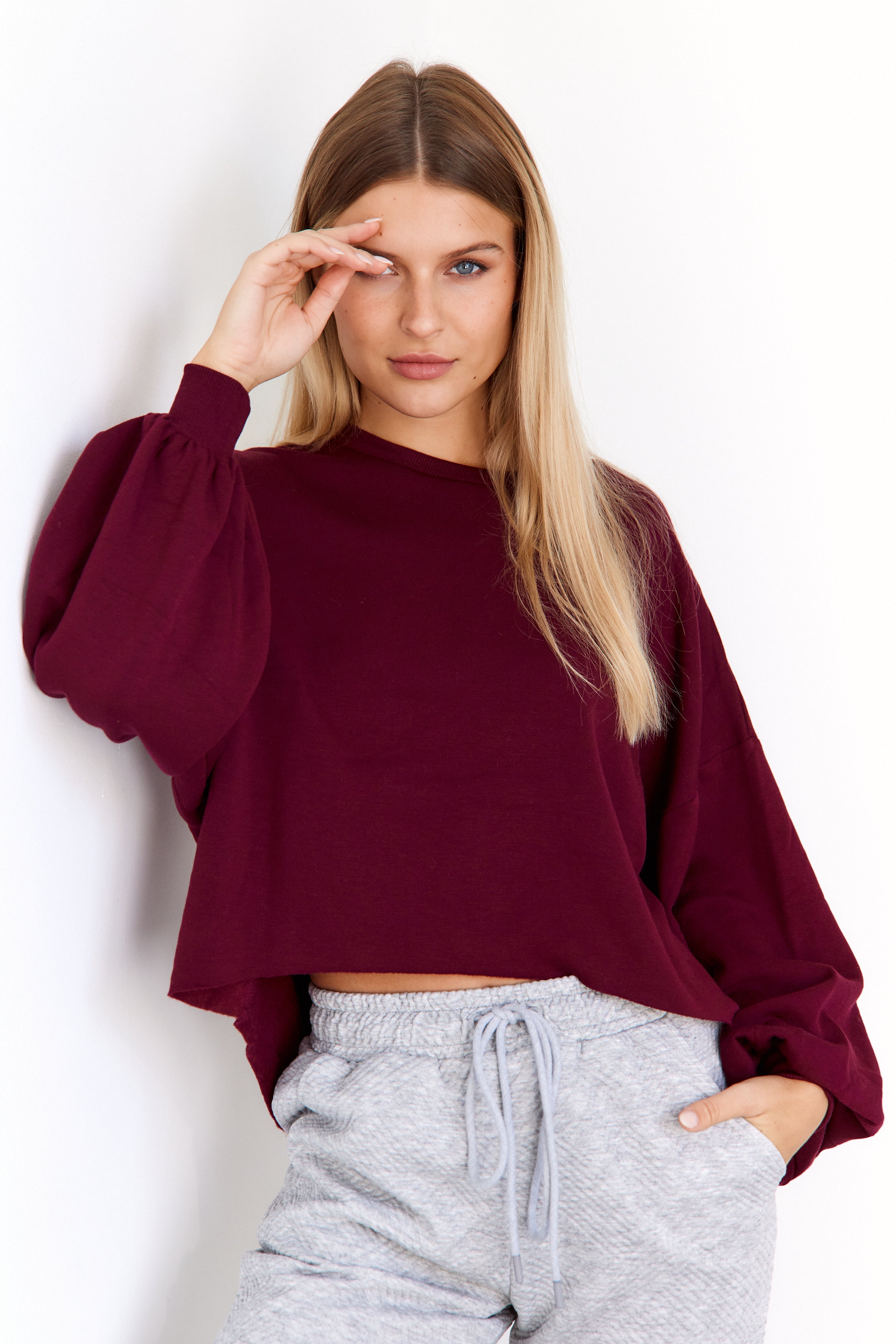 Bianca Cropped Balloon Sleeve Sweatshirt - fab'rik