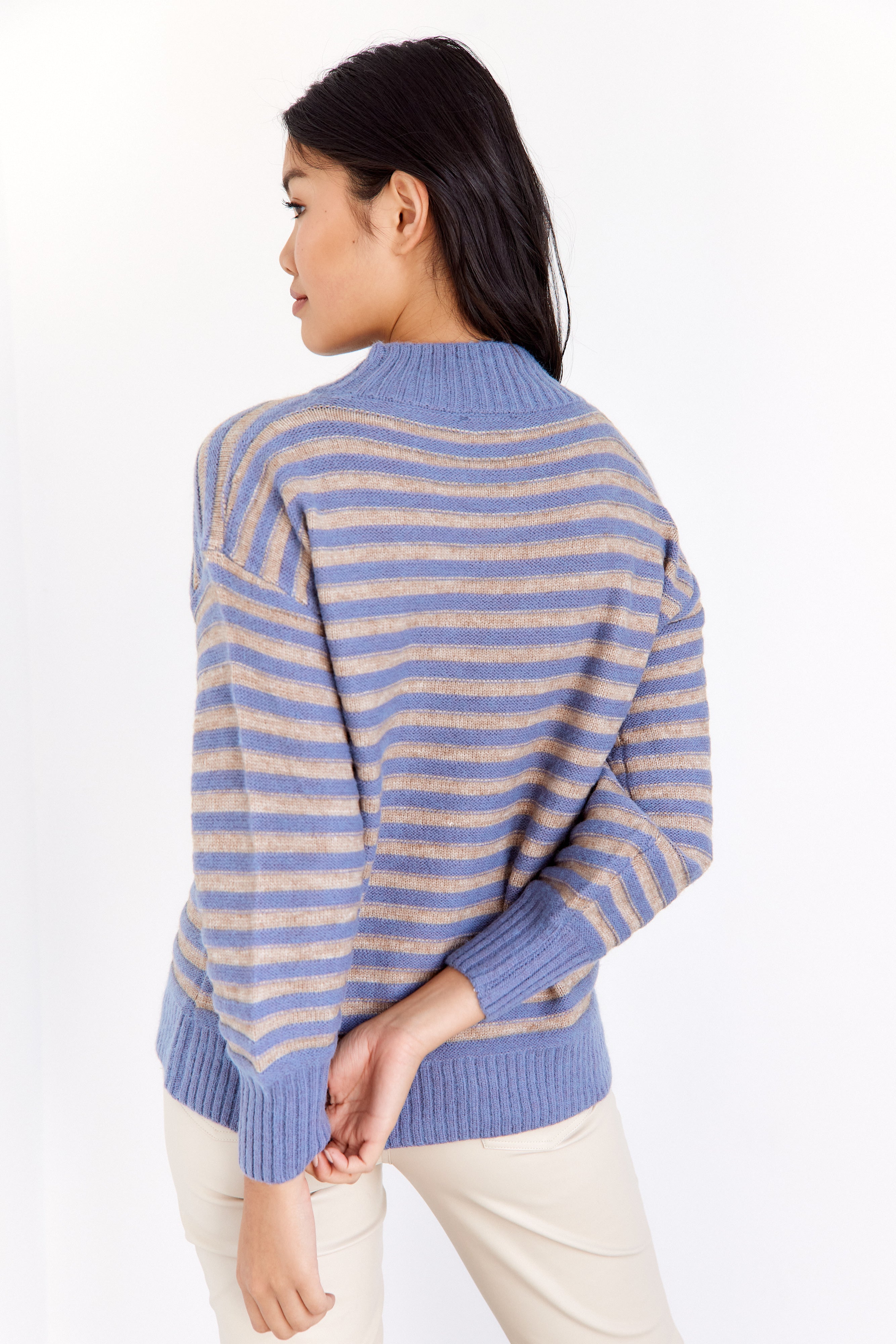 Stella Mock Neck Striped Sweater - fab'rik
