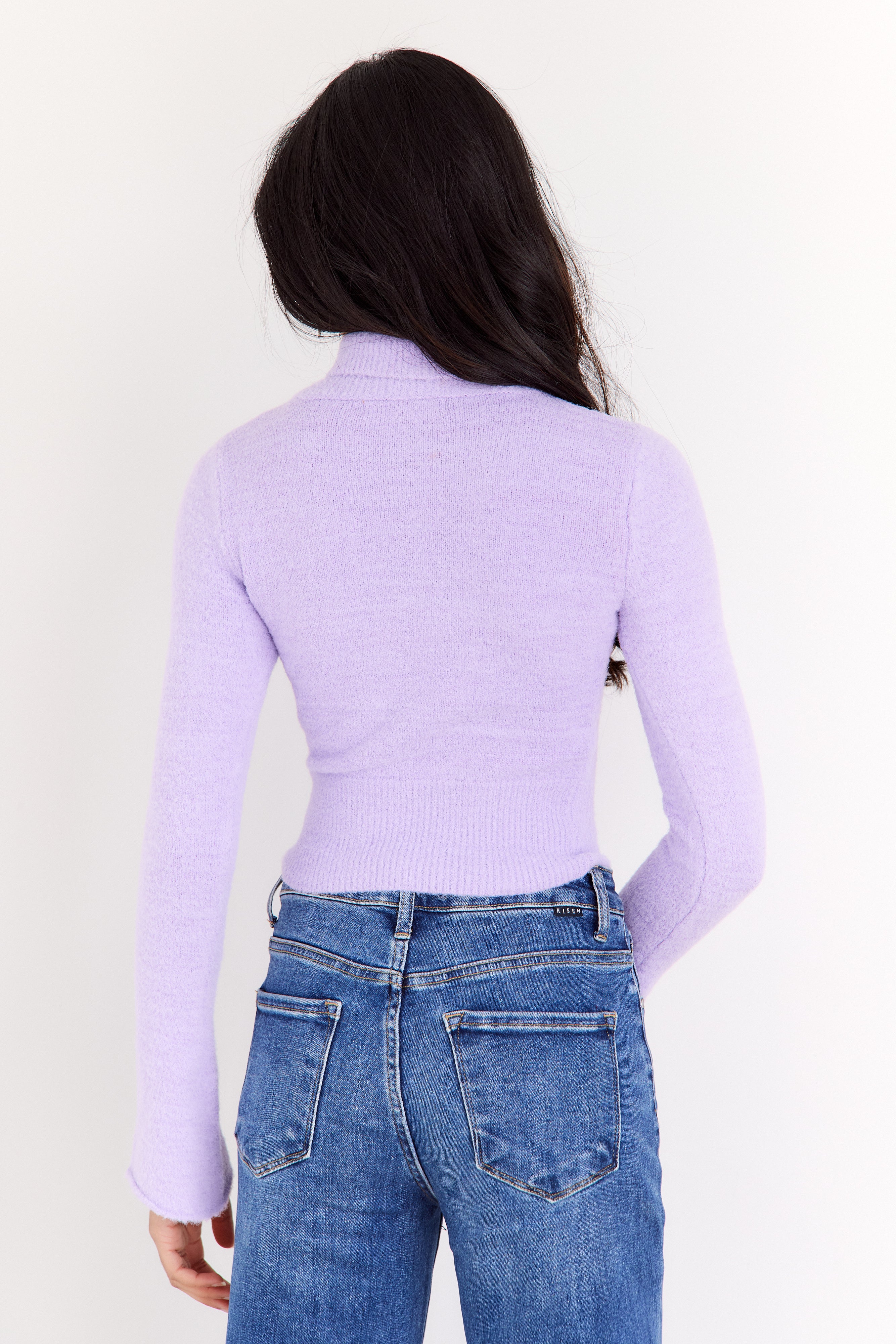 Delilah Fuzzy Turtleneck Cropped Sweater - fab'rik