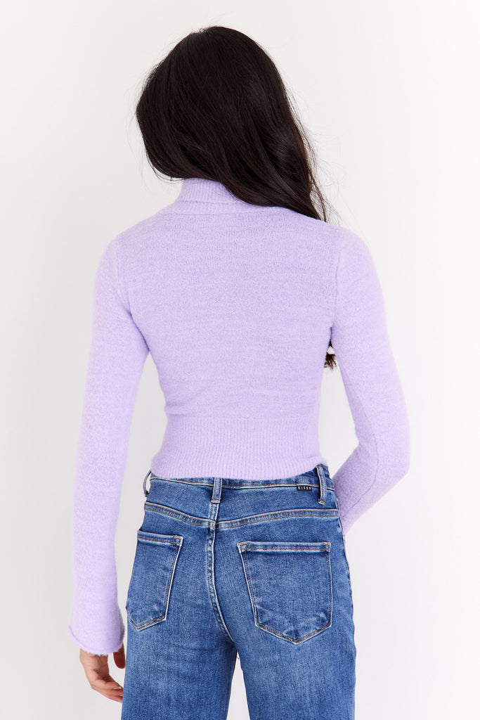 Delilah Fuzzy Turtleneck Cropped Sweater - fab'rik