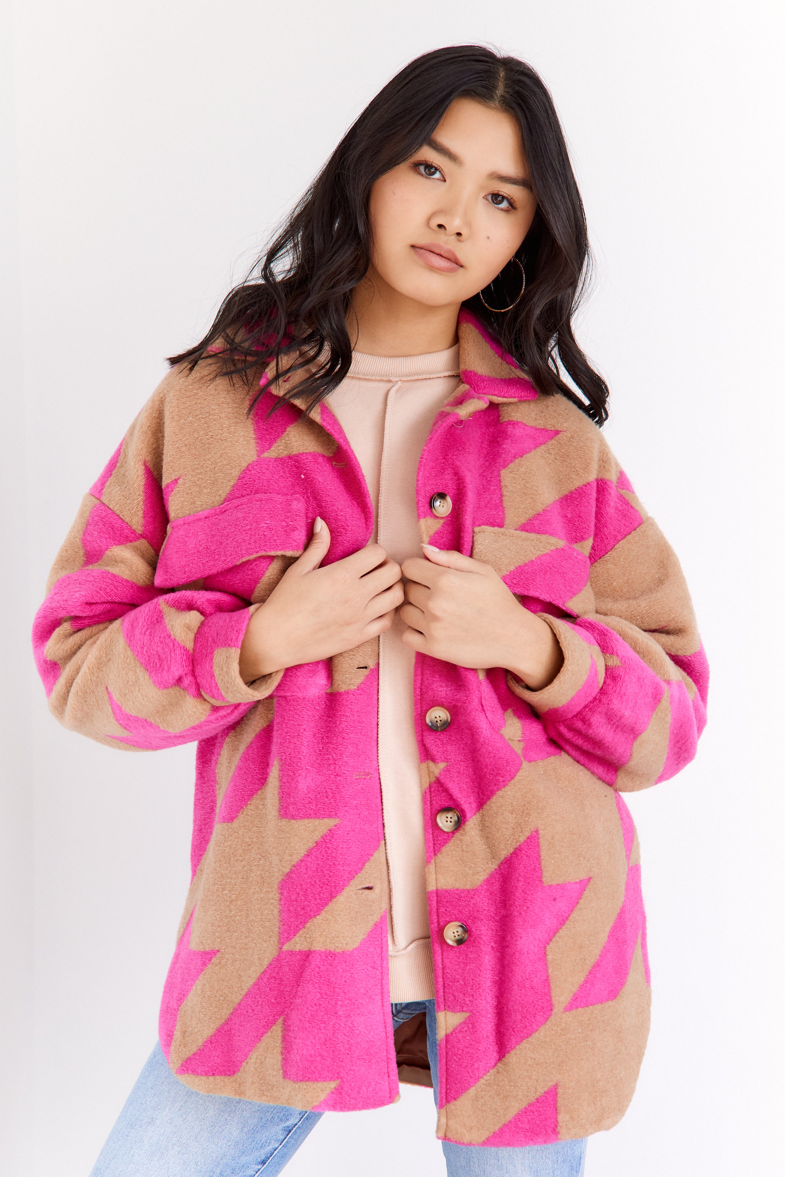 Juniper Oversized Houndstooth Jacket - fab'rik