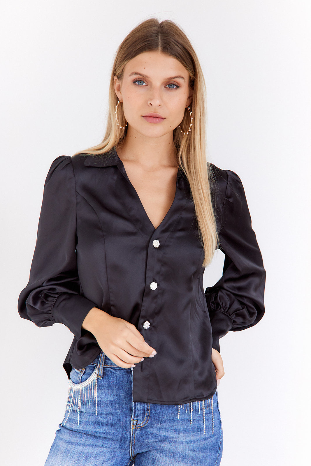 Sloane Jeweled Button Blouse - fab'rik