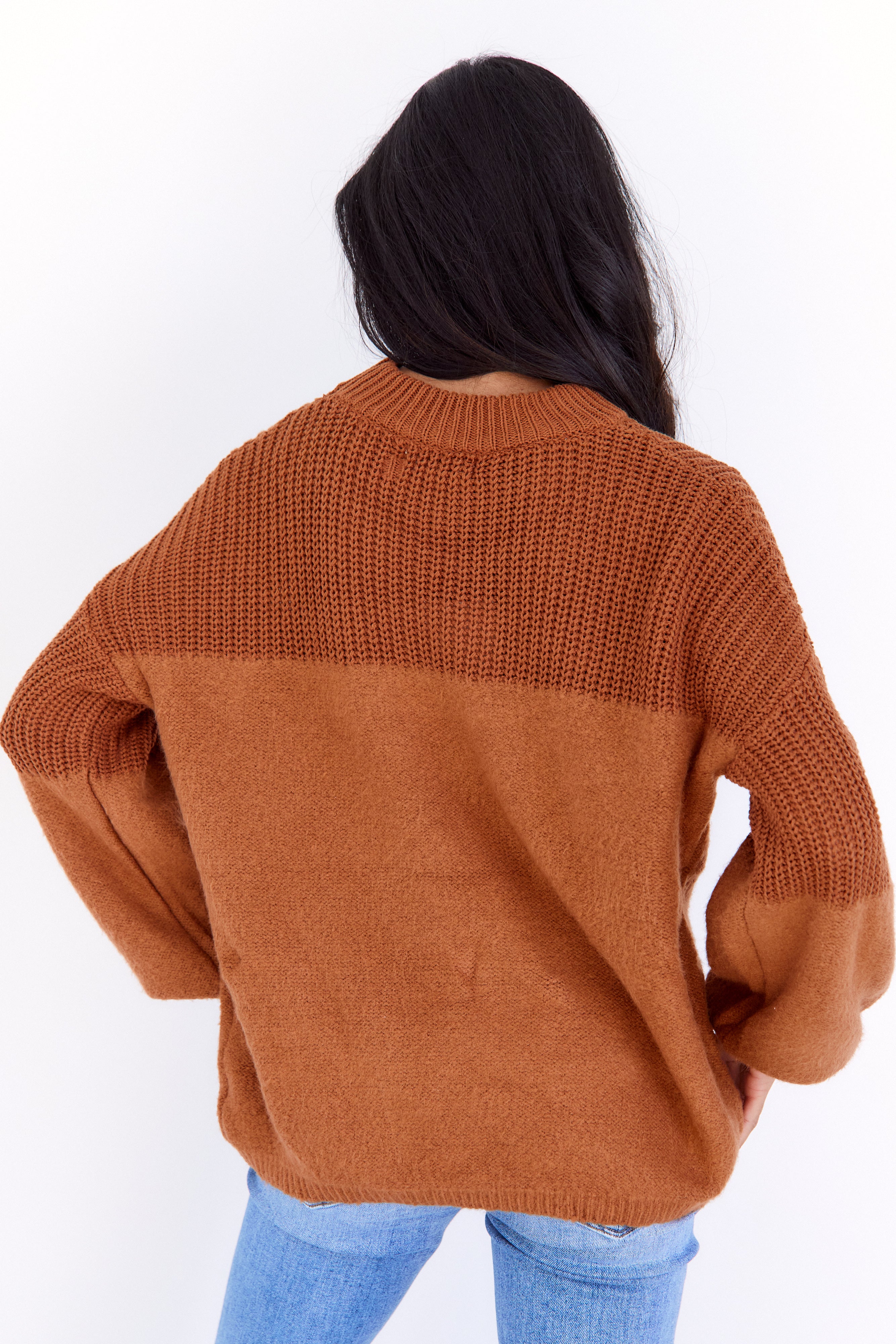 Cara Mixed Stitch Mock Neck Sweater - fab'rik