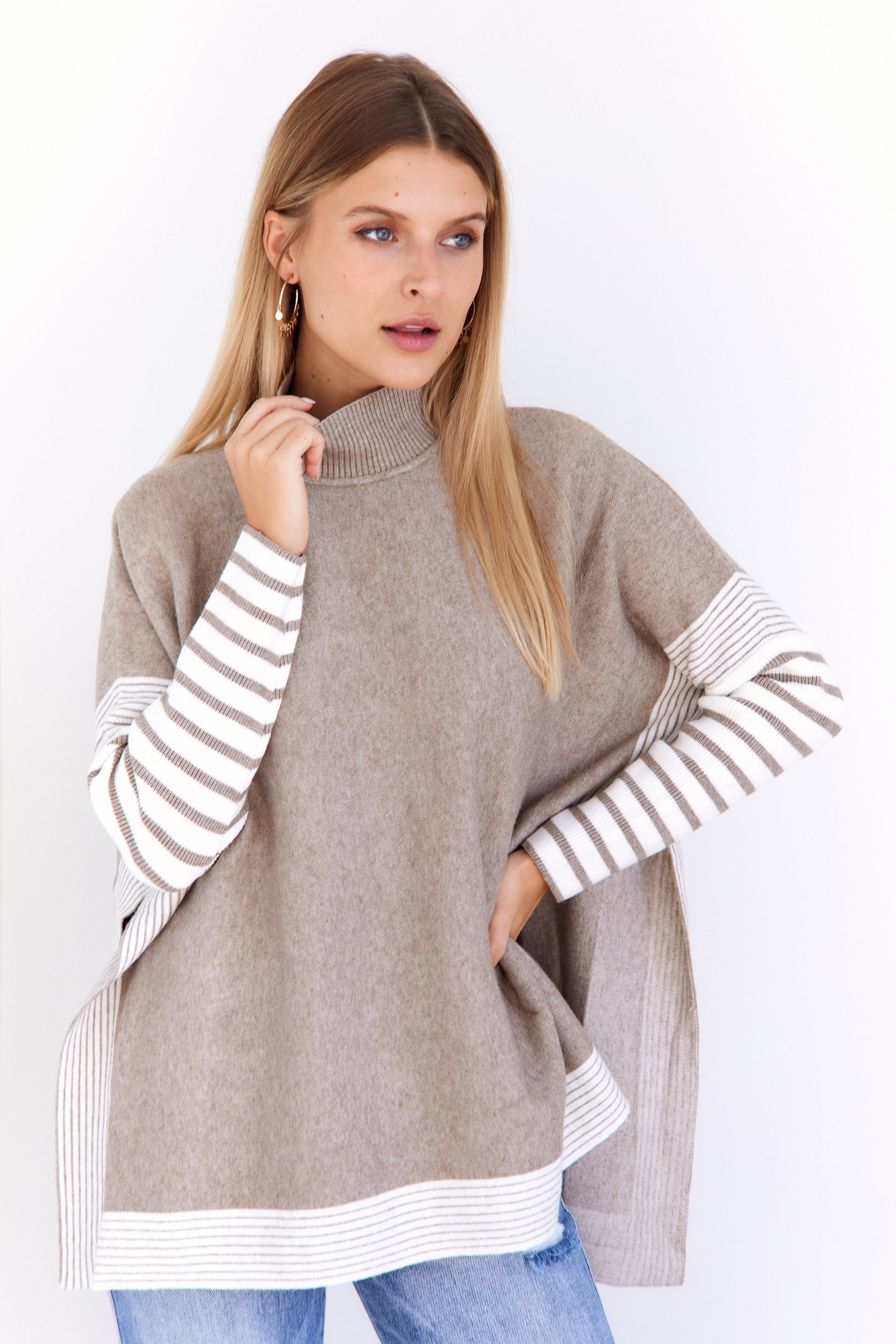 Kali Mock Neck Hi-Lo Hem Sweater - fab'rik