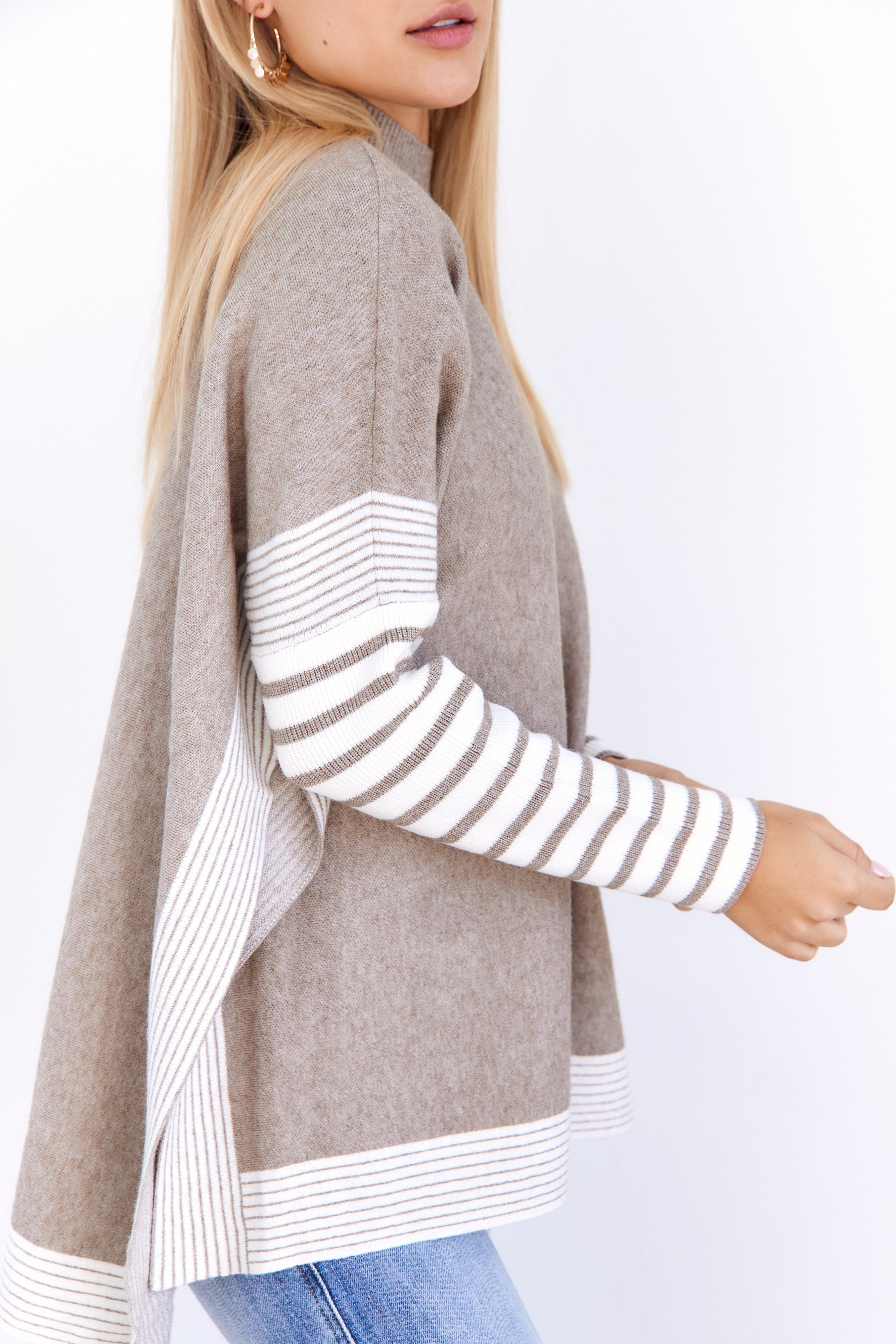 Kali Mock Neck Hi-Lo Hem Sweater - fab'rik