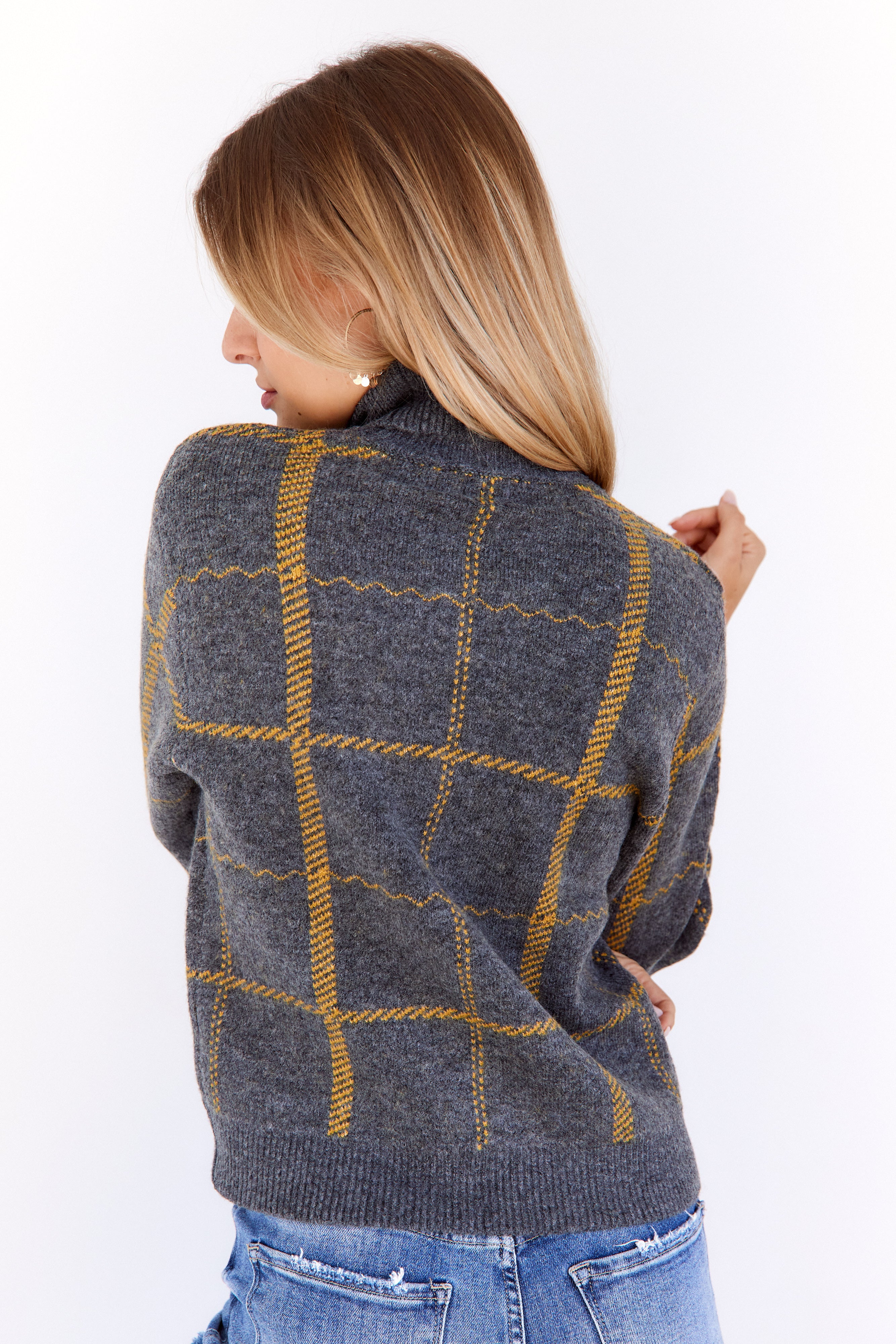 Eliana Plaid Turtleneck Sweater - fab'rik