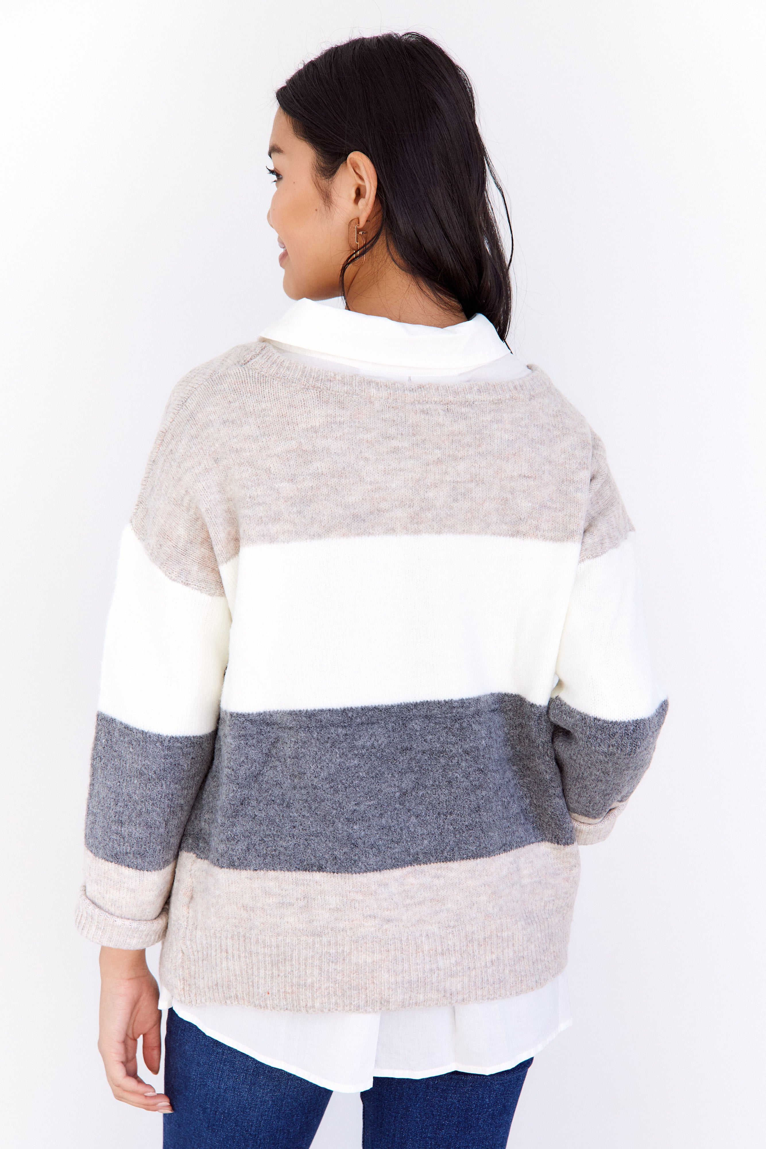 Ingrid Cropped Color Block Sweater - fab'rik