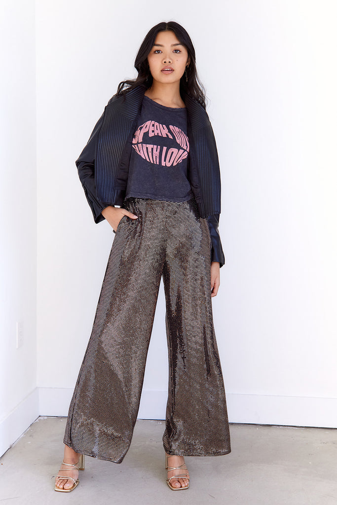 Evie Sparkle Elastic Waist Pants - fab'rik
