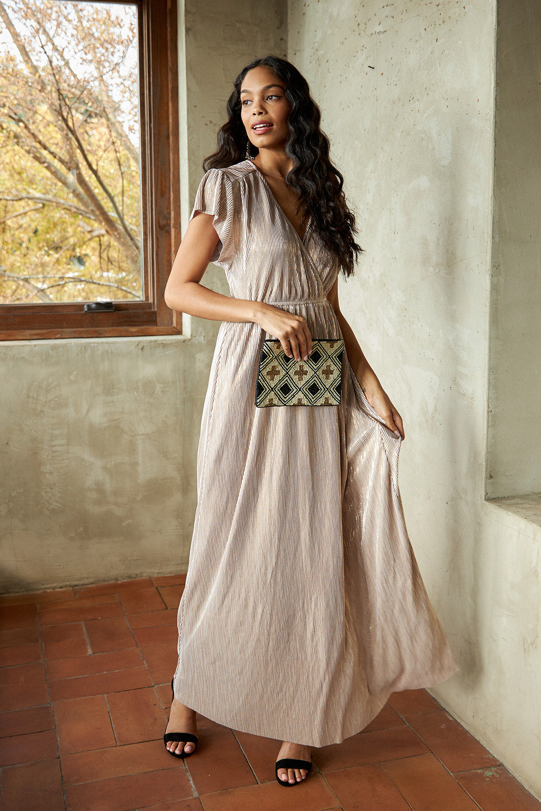 SALE - Curie Metallic Maxi Dress - fab'rik