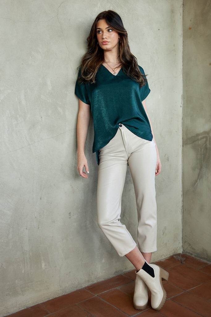 Willa Satin V-Neck Blouse - fab'rik