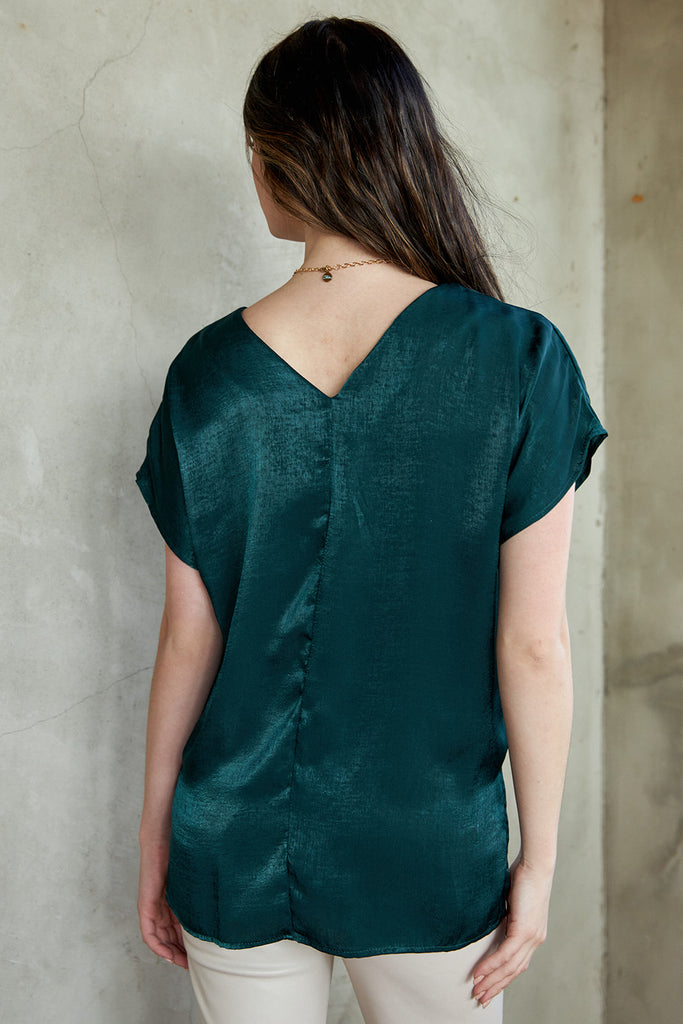 Willa Satin V-Neck Blouse - fab'rik