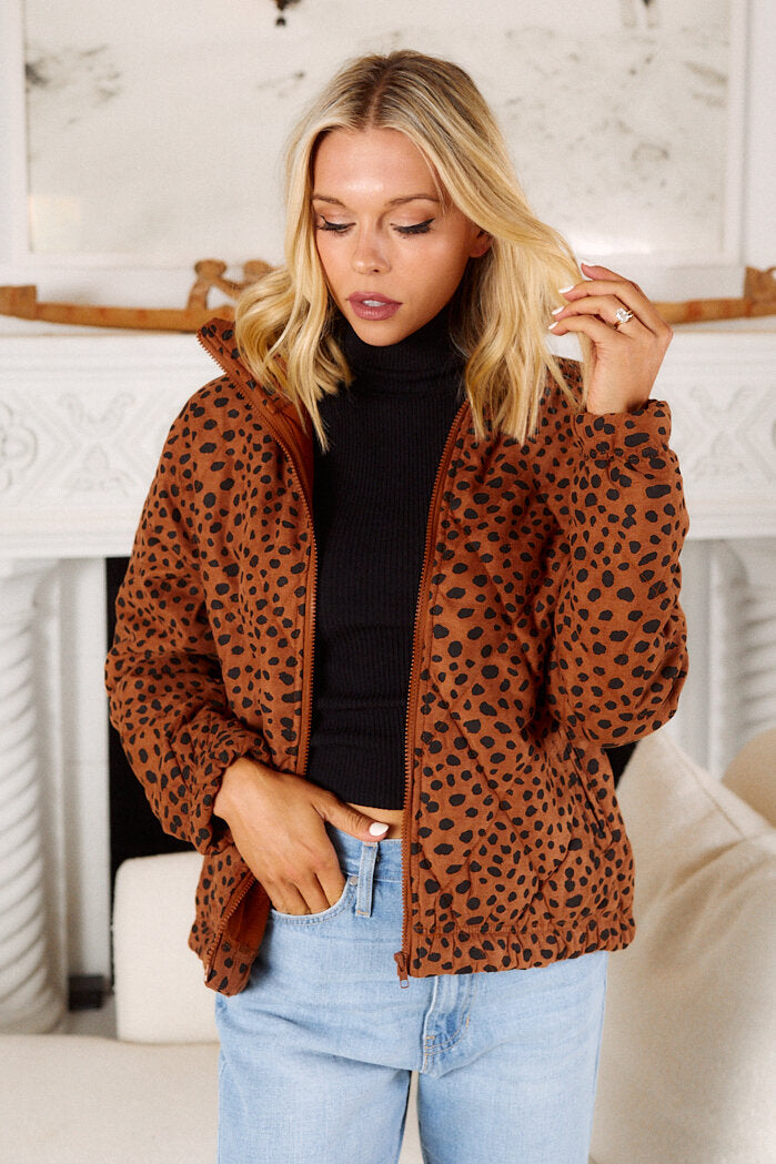 SALE - Celia Animal Print Puffer Jacket - fab'rik