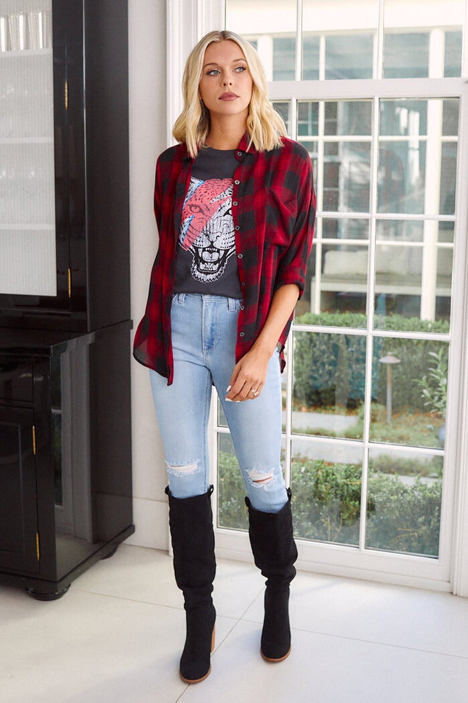 SALE - Brielle Plaid Button Down Blouse - fab'rik