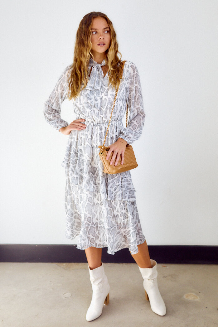 SALE - Lidia Snake Print Midi Dress - fab'rik