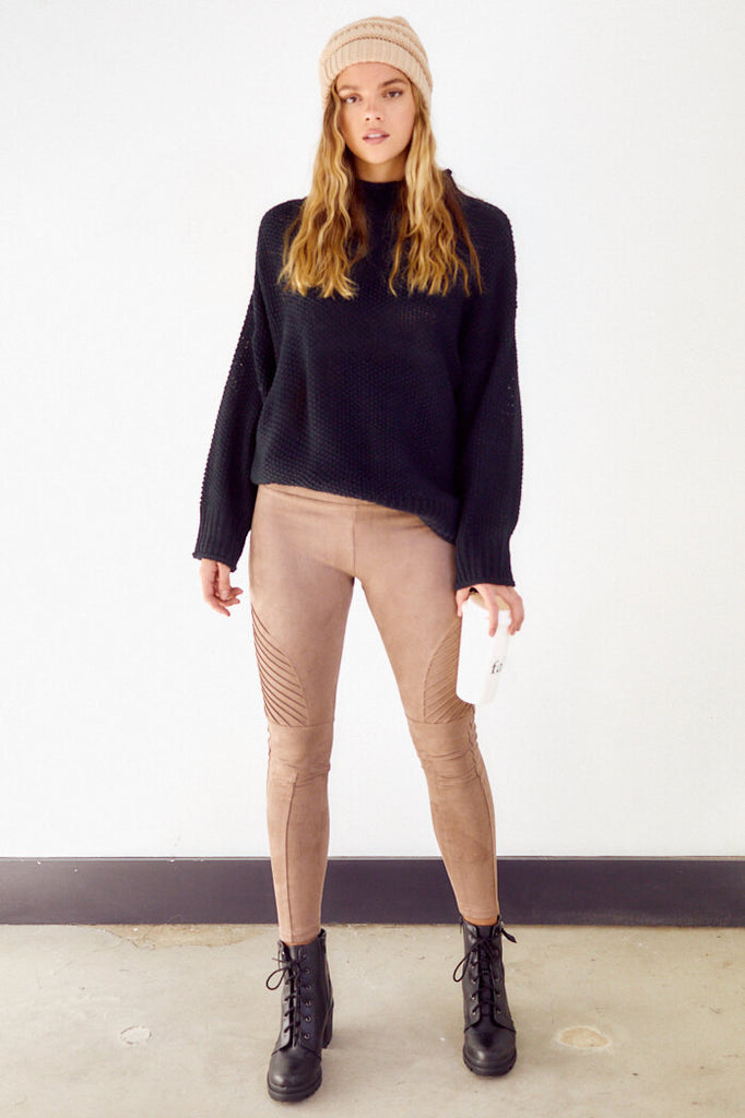 SALE - Carter Faux Suede Moto Leggings - fab'rik