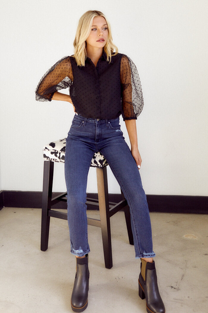 SALE - Aldora Organza Button Down Blouse - fab'rik