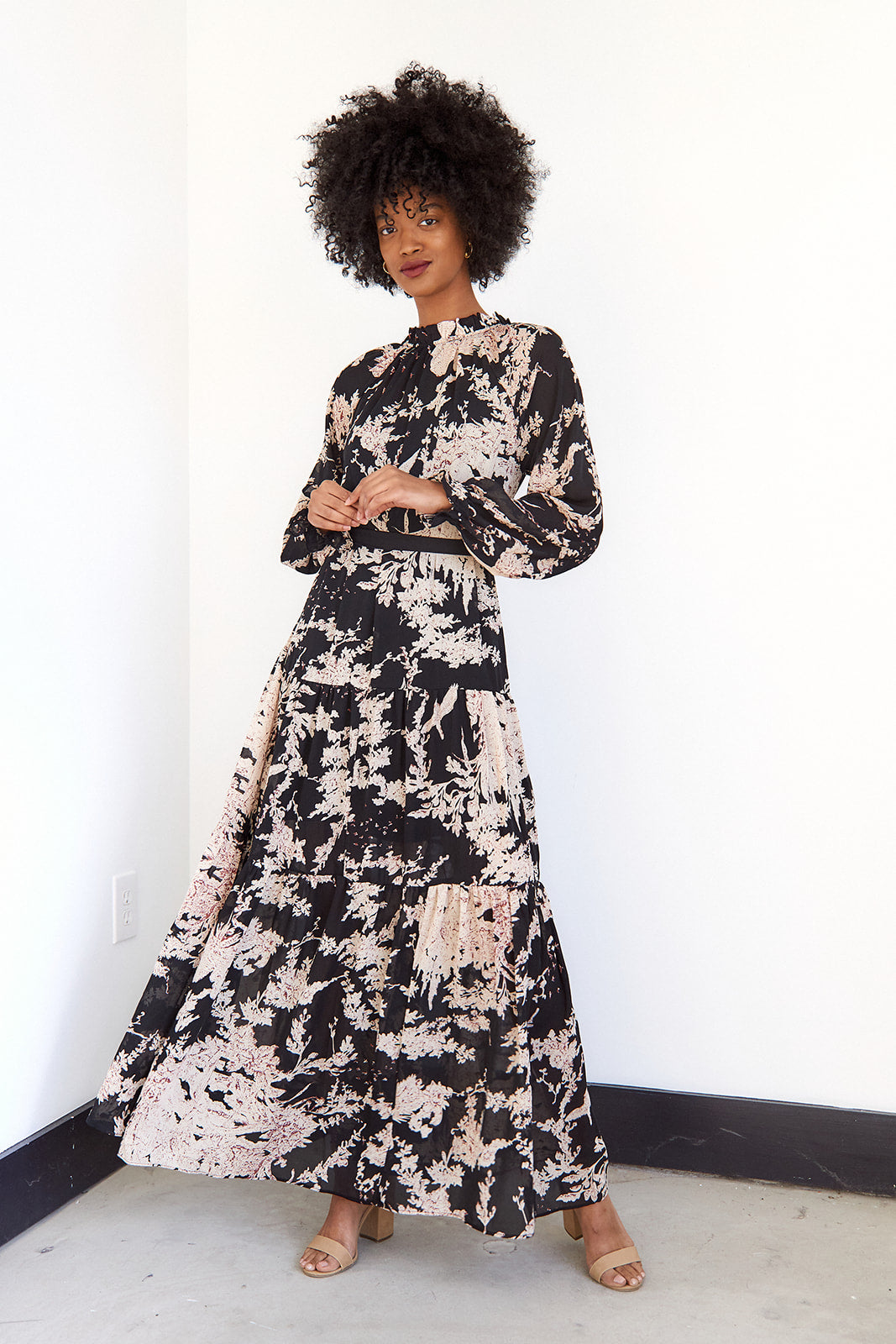 Zimi Tie Waist Printed Maxi Dress - fab'rik