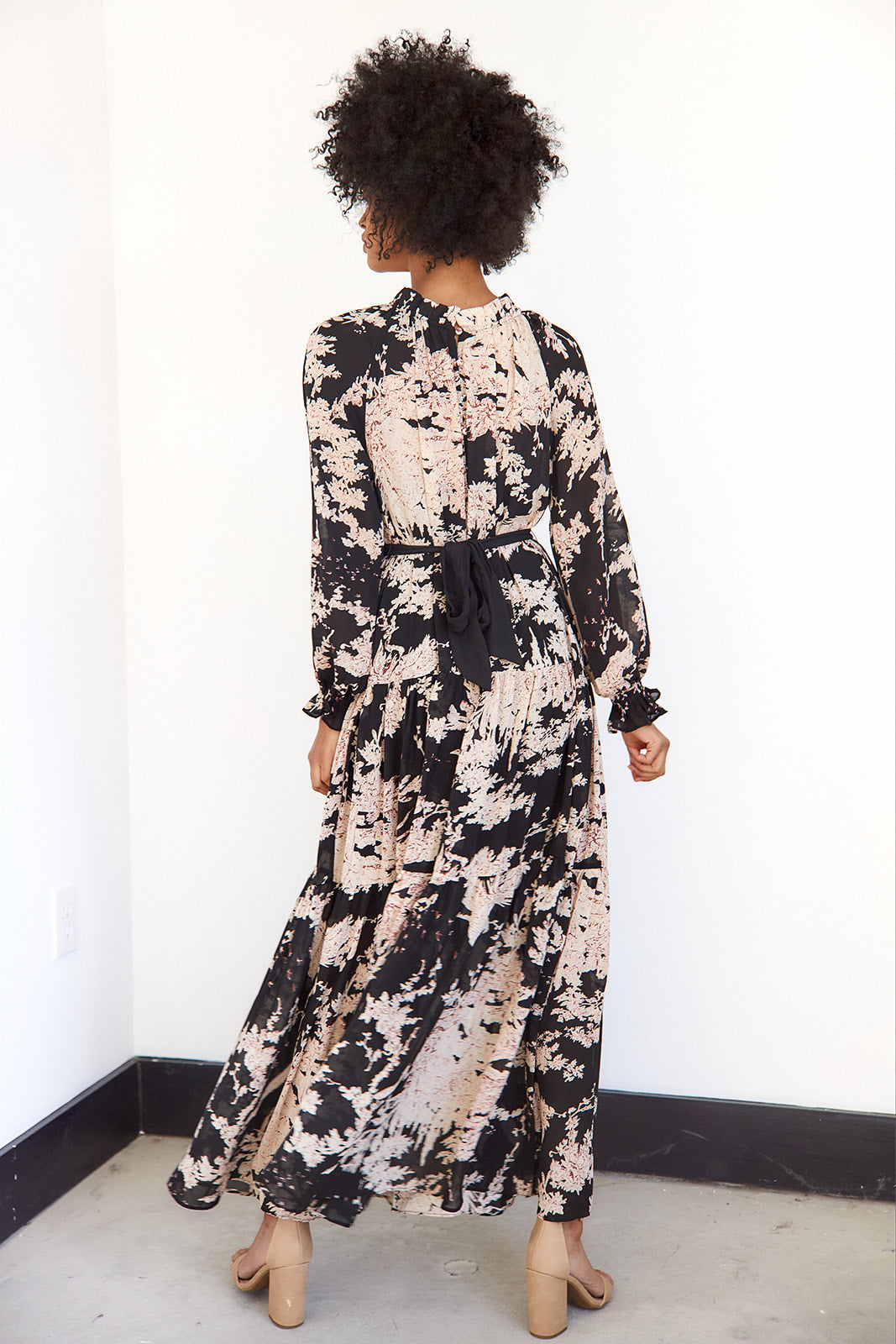 Zimi Tie Waist Printed Maxi Dress - fab'rik