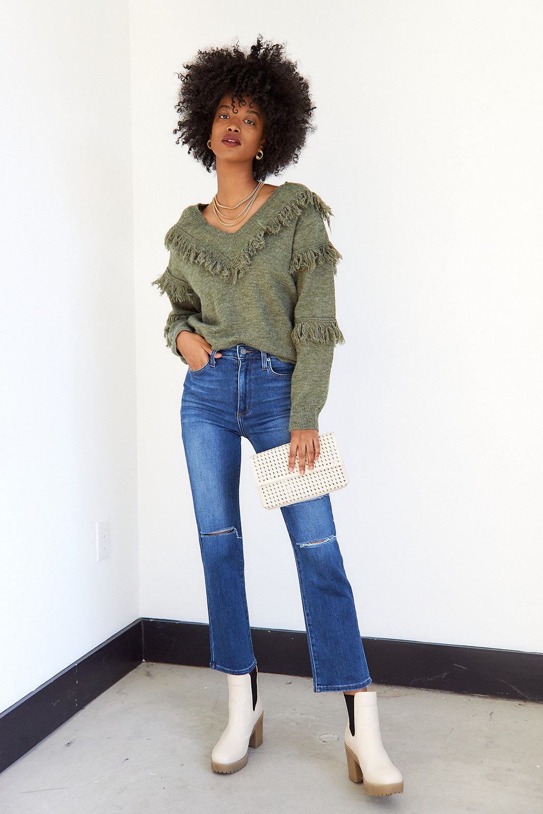 SALE - Taos Fringe Detail Sweater - fab'rik