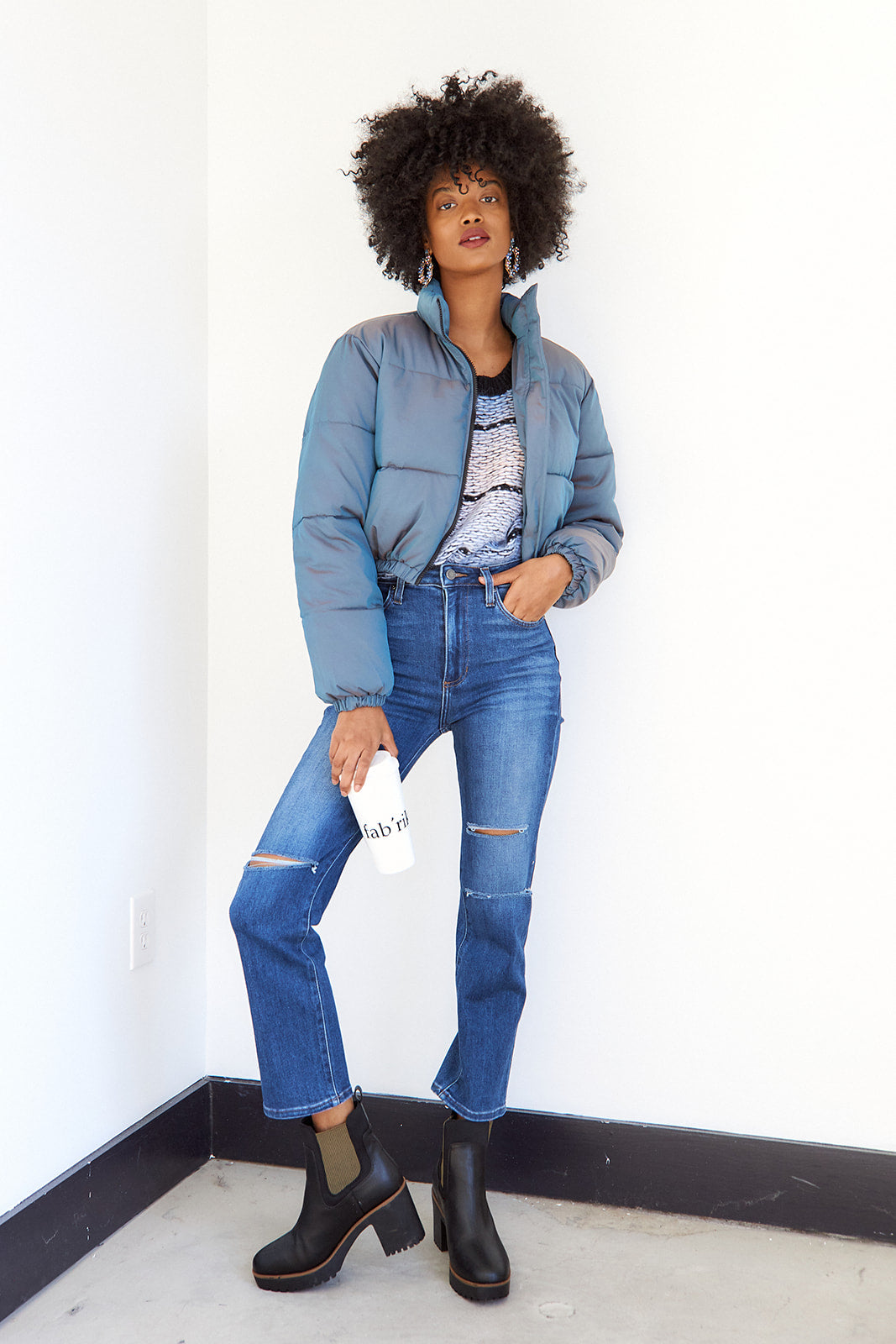 SALE - Galaxy Cropped Puffer Jacket - fab'rik
