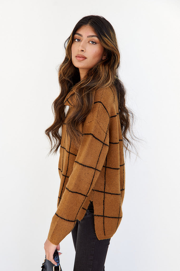 SALE - Owynn Turtleneck Grid Sweater - fab'rik