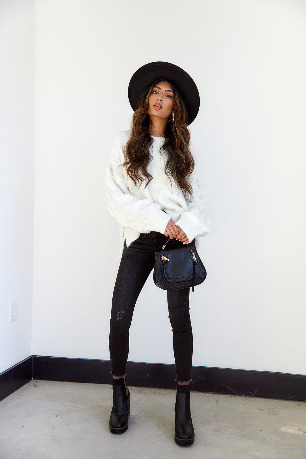 SALE - Perly Oversized Textured Detail Sweater - fab'rik