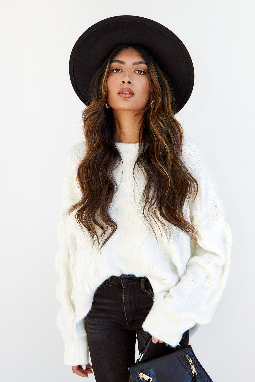 SALE - Perly Oversized Textured Detail Sweater - fab'rik