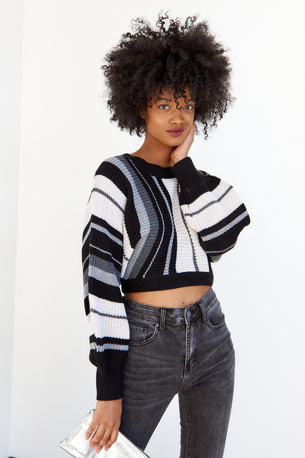 SALE - Mackie Striped Cropped Sweater - fab'rik