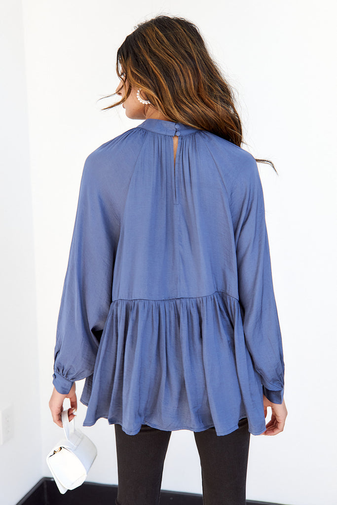 SALE - Porter Mock Neck Peplum Blouse - fab'rik