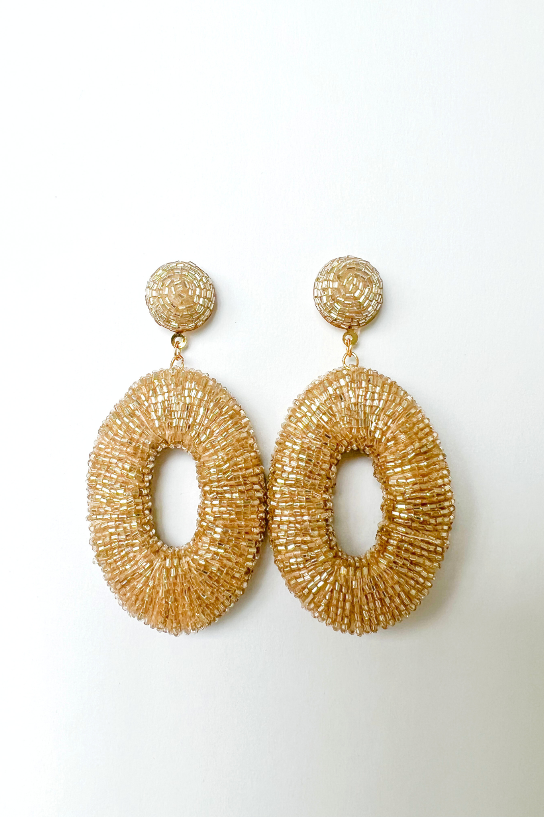 Quinn Beaded Oval Earrings - fab'rik