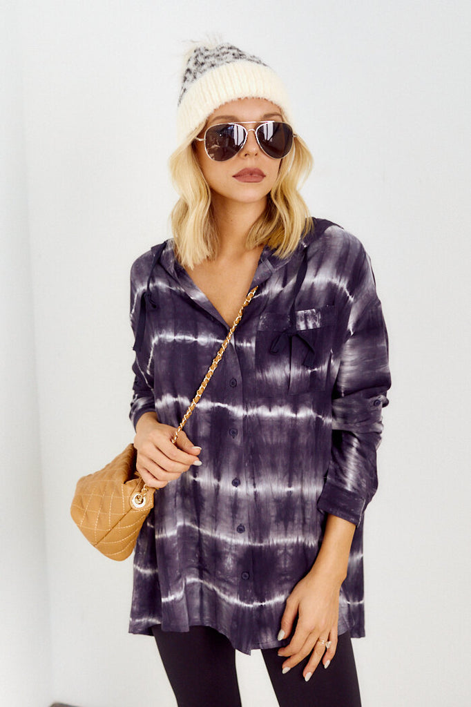 SALE - Loreley Tie Dye Hooded Top - fab'rik