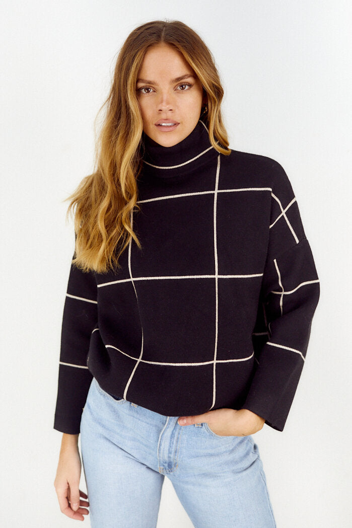 Phebe Grid Plaid Sweater - fab'rik