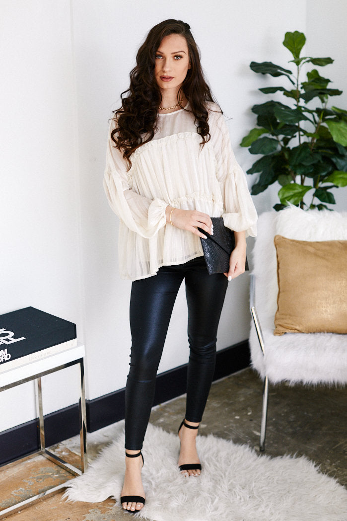 Wren Long Sleeve Ruffle Detail Top - fab'rik