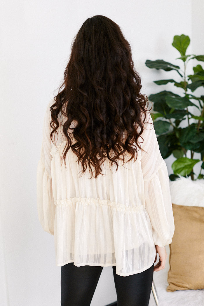 Wren Long Sleeve Ruffle Detail Top - fab'rik