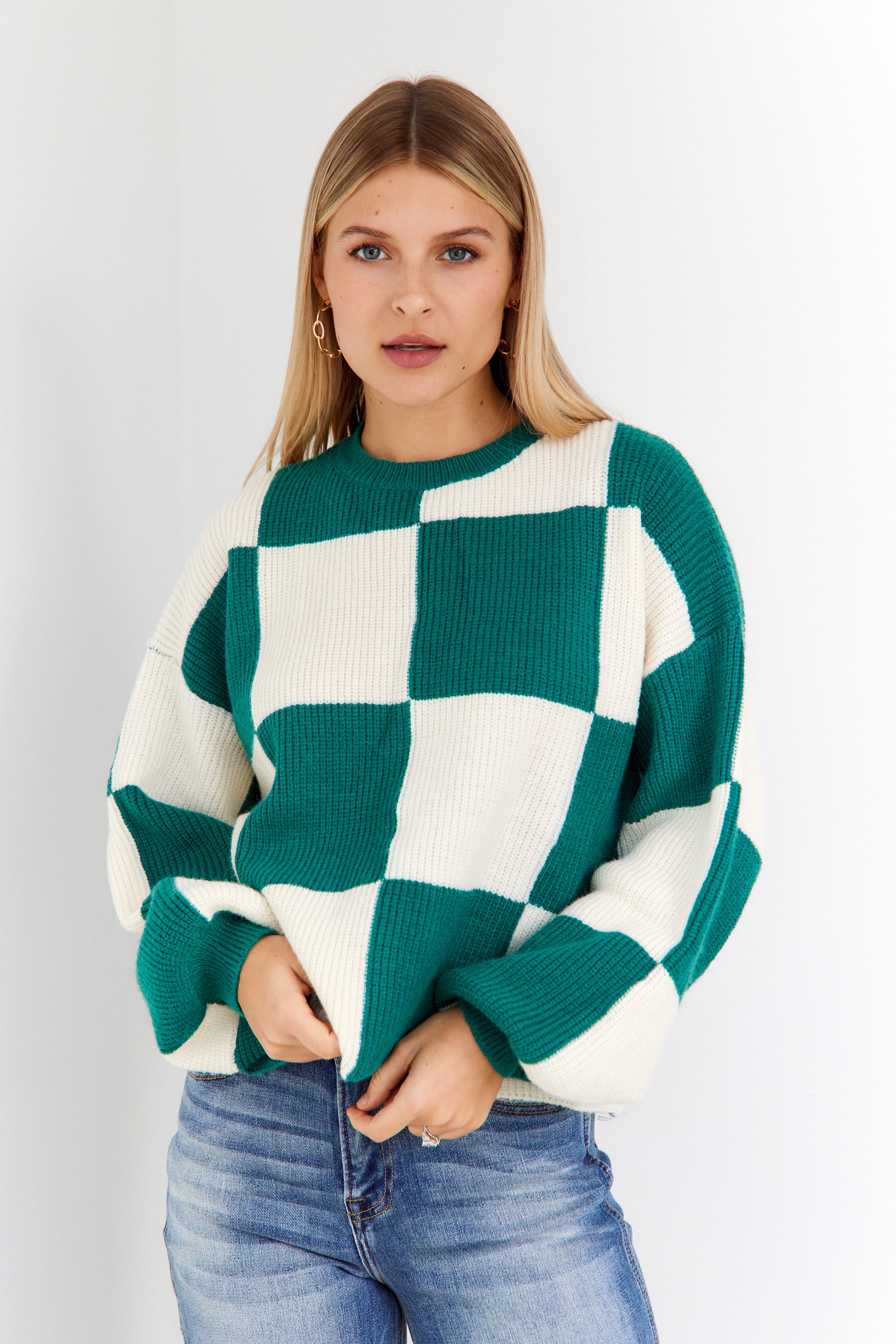 Larisa Checkered Print Sweater - fab'rik