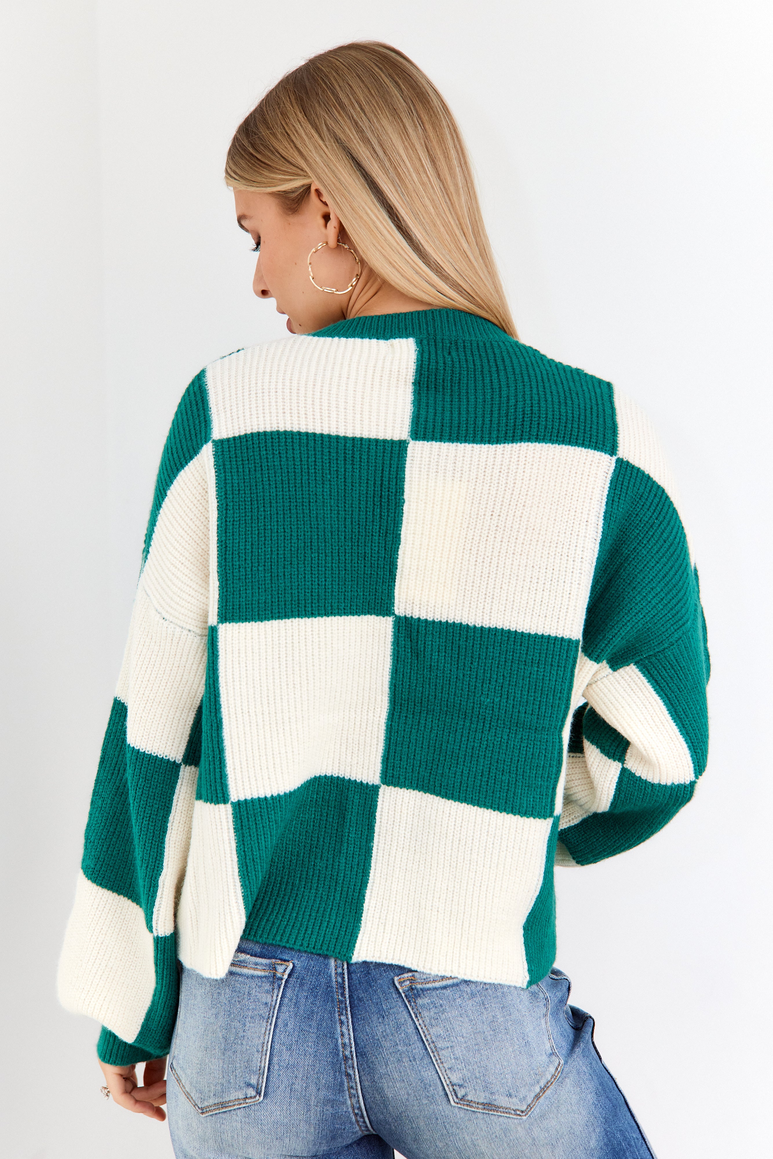 Larisa Checkered Print Sweater - fab'rik