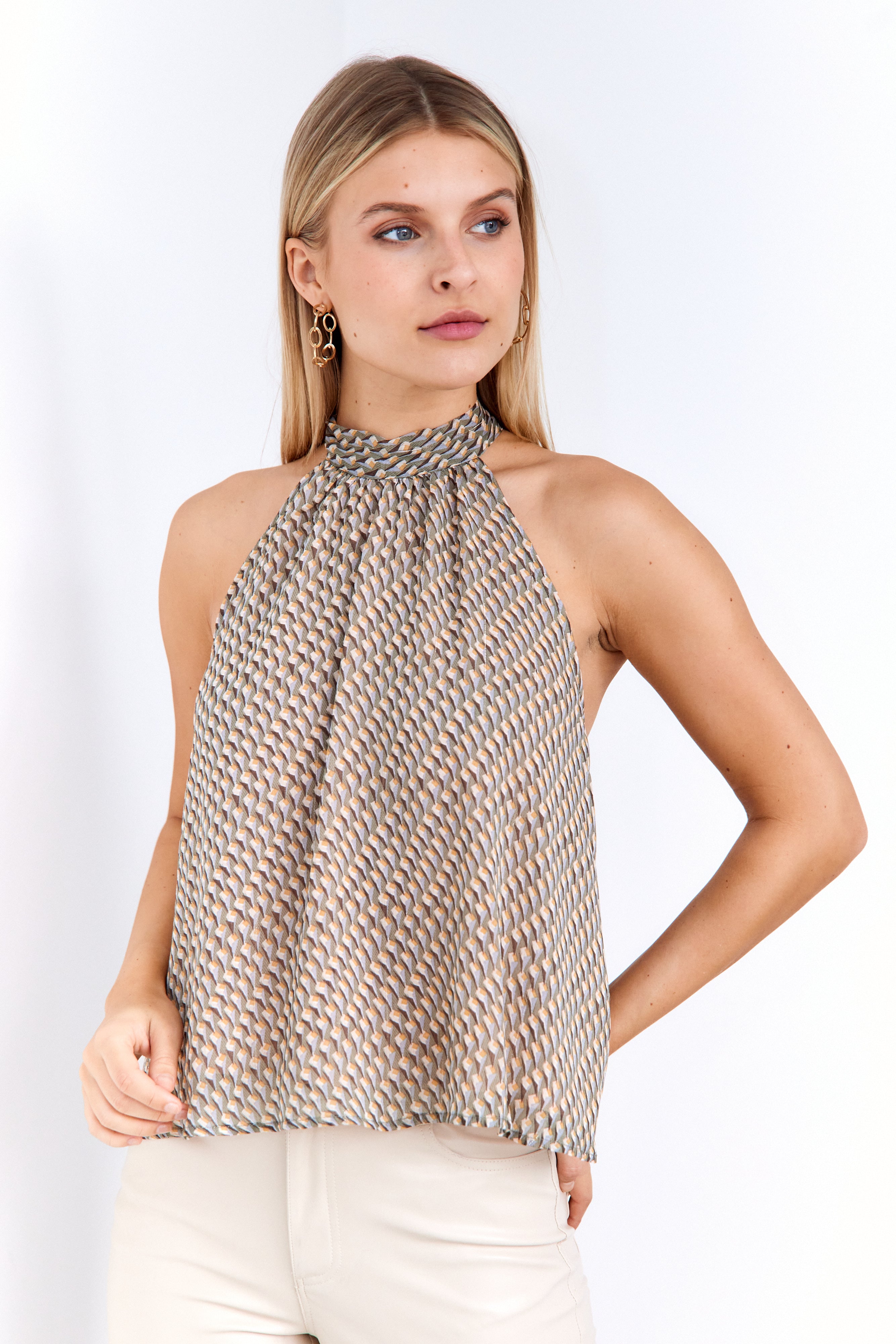 SALE - Rosalie Printed Halter Blouse - fab'rik