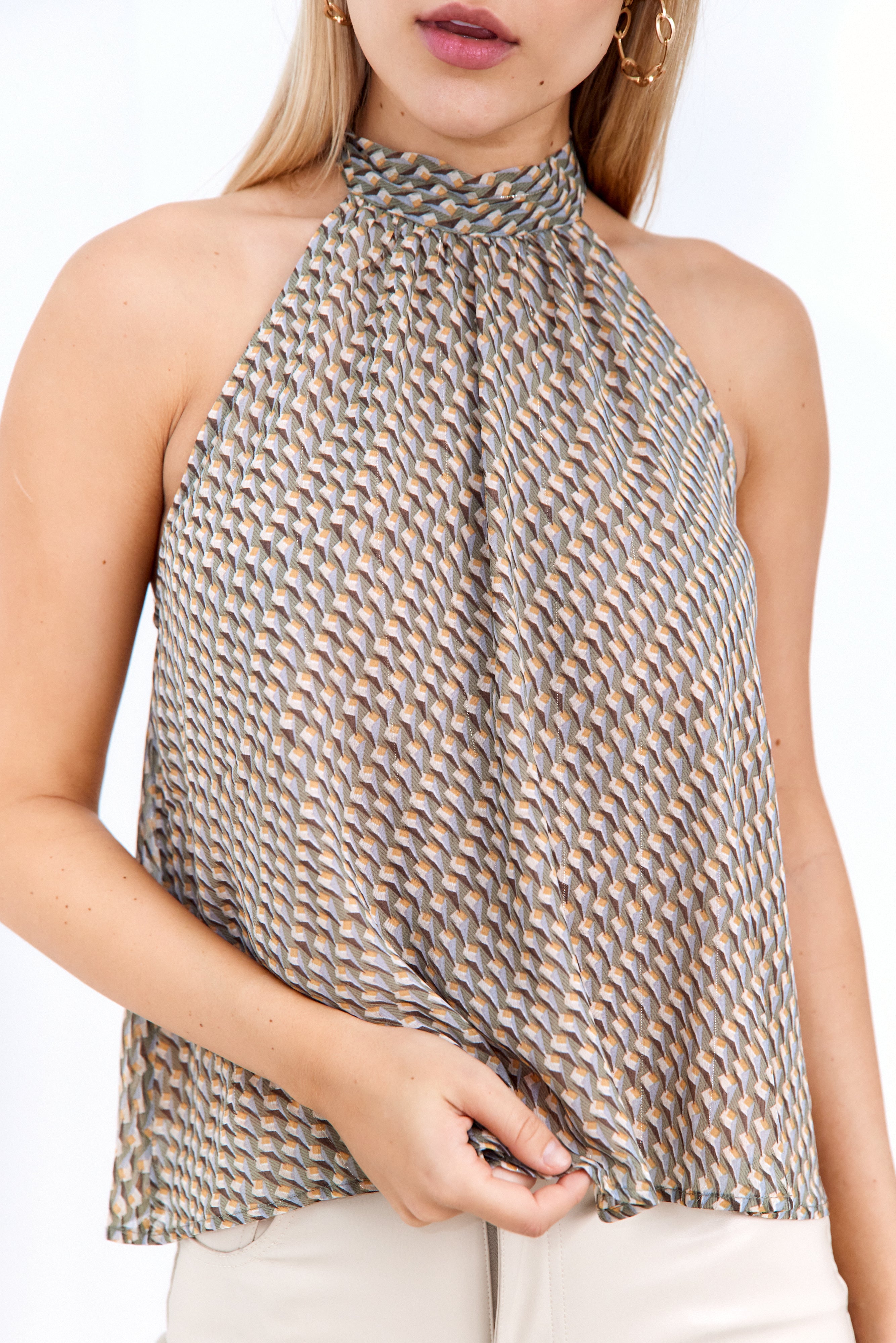 SALE - Rosalie Printed Halter Blouse - fab'rik