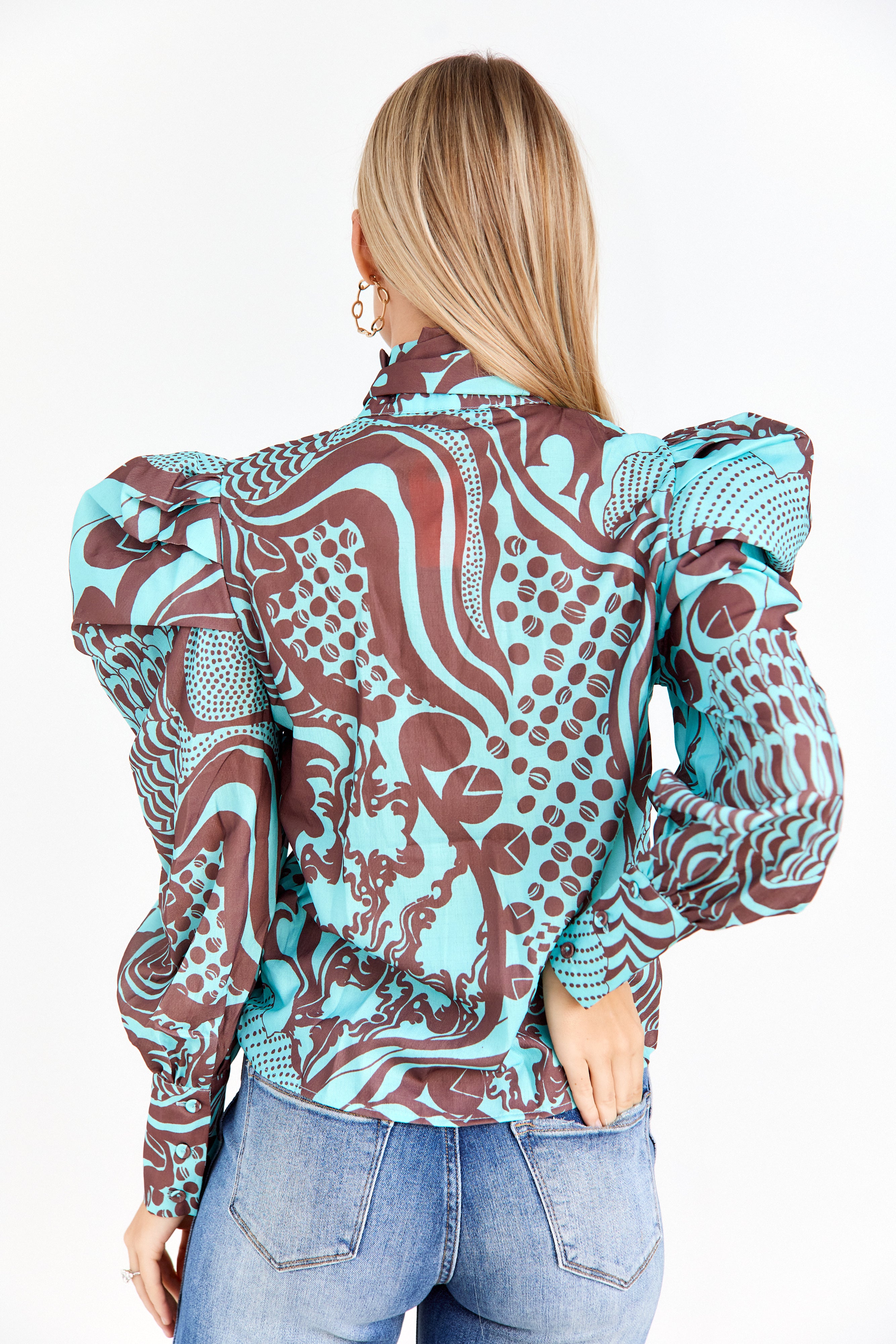 Emerson Abstract Print Tie Neck Blouse - fab'rik