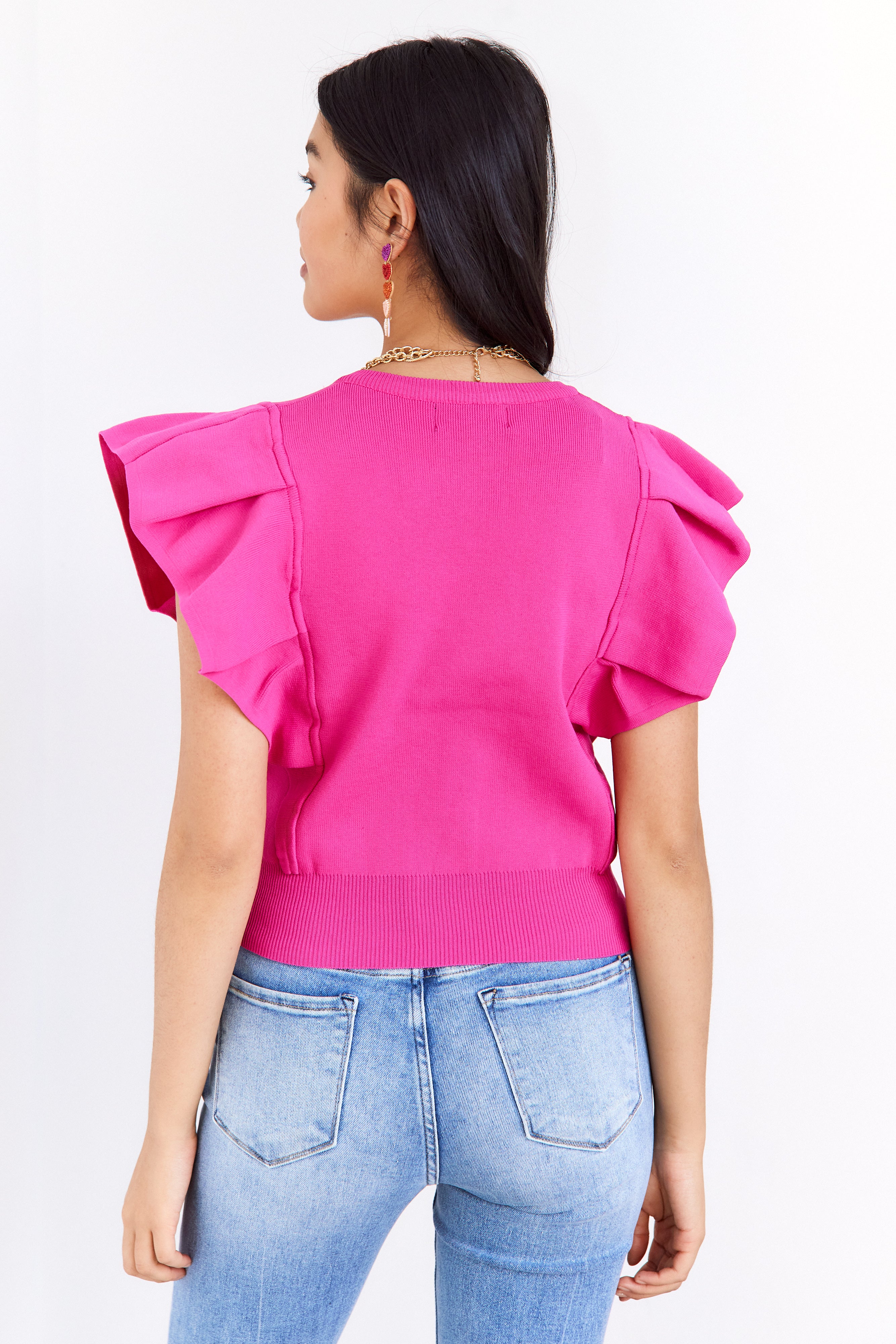 Jamie Ruffled Sleeve Knit Top - fab'rik