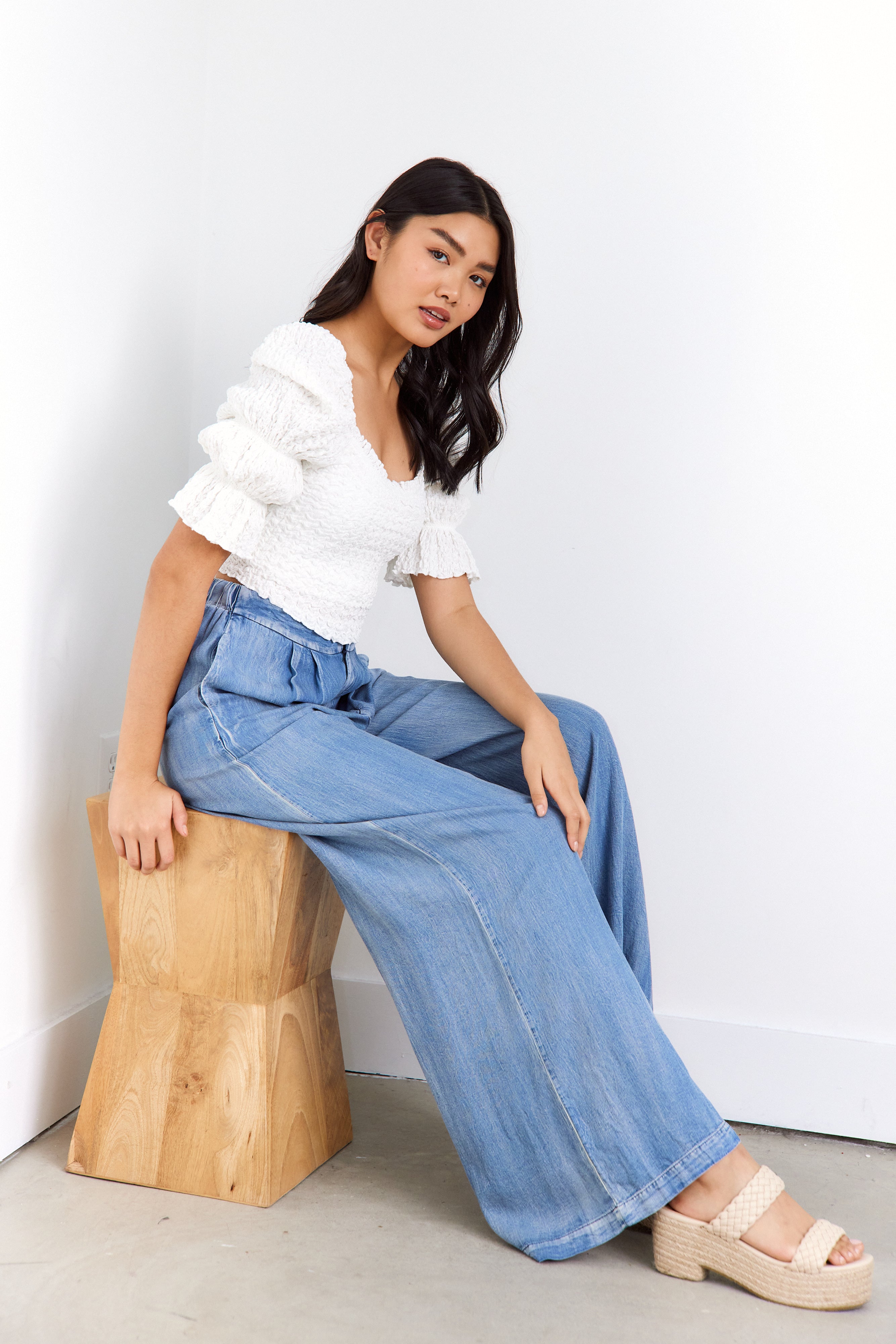 Samantha Denim Wide Leg Pants - fab'rik