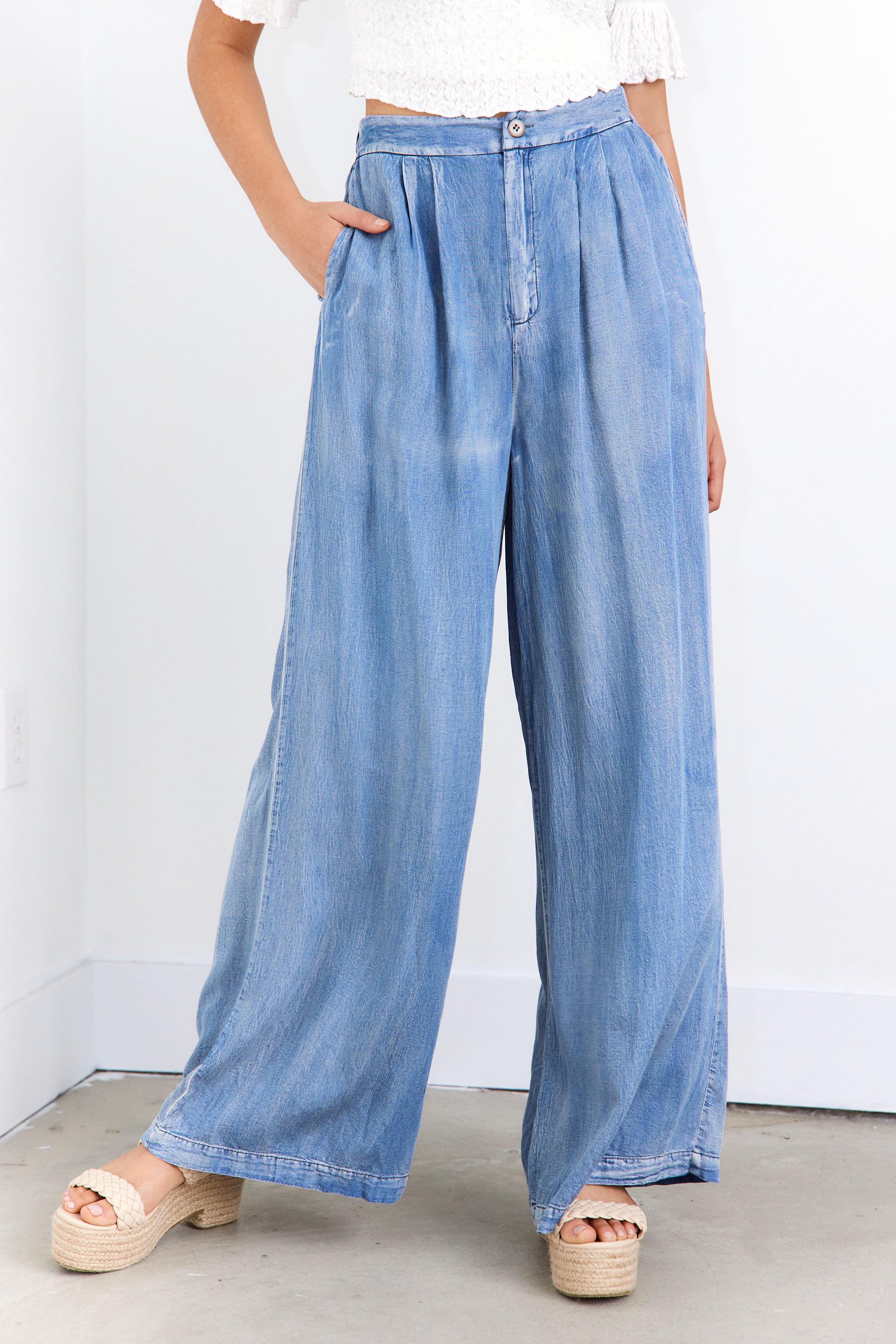 Samantha Denim Wide Leg Pants - fab'rik