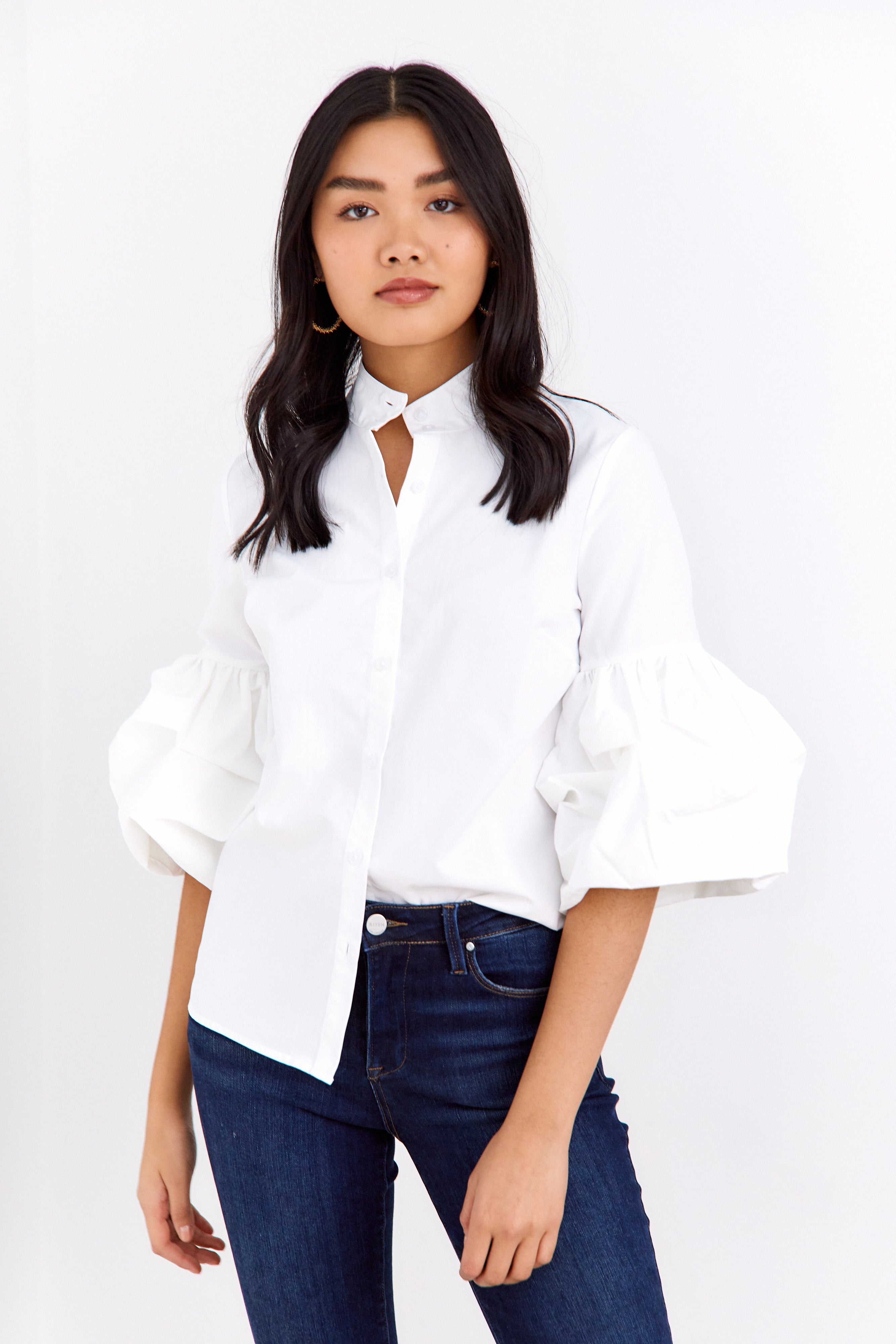 Sofia Bell Sleeve Button Down Top - fab'rik